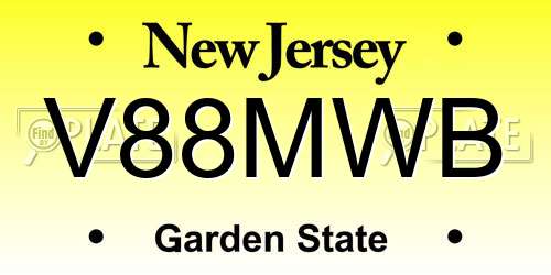 V88MWB New Jersey License Plate