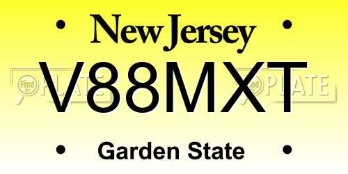 V88MXT New Jersey License Plate