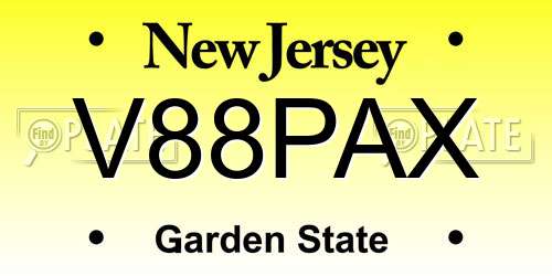 V88PAX New Jersey License Plate