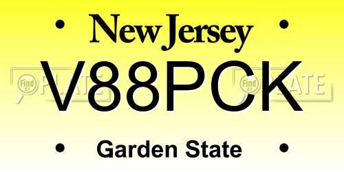V88PCK New Jersey License Plate