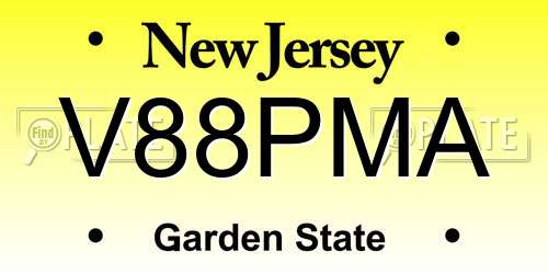 V88PMA New Jersey License Plate