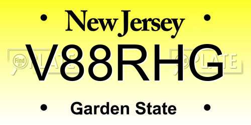 V88RHG New Jersey License Plate