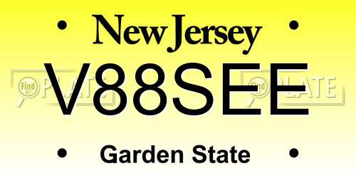 V88SEE New Jersey License Plate