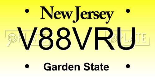 V88VRU New Jersey License Plate