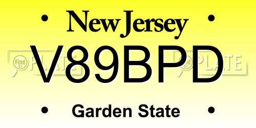 V89BPD New Jersey License Plate