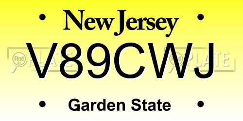 V89CWJ New Jersey License Plate