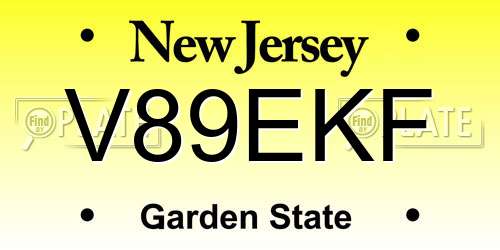 V89EKF New Jersey License Plate