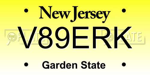 V89ERK New Jersey License Plate