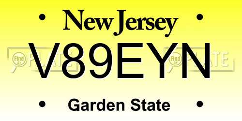 V89EYN New Jersey License Plate