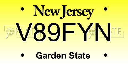 V89FYN New Jersey License Plate