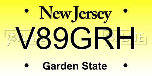 V89GRH New Jersey License Plate