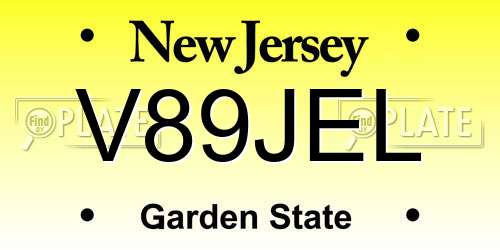 V89JEL New Jersey License Plate
