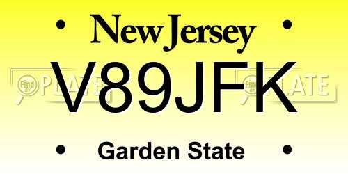 V89JFK New Jersey License Plate