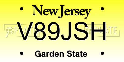 V89JSH New Jersey License Plate