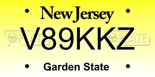 V89KKZ New Jersey License Plate