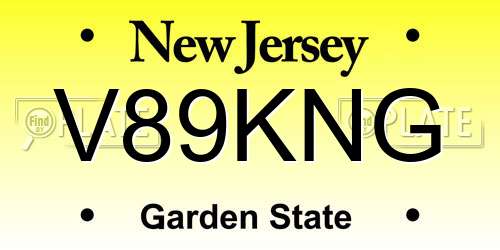 V89KNG New Jersey License Plate