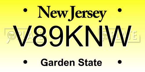 V89KNW New Jersey License Plate