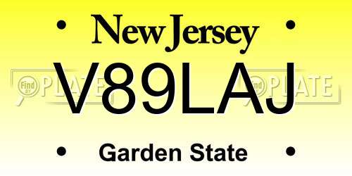 V89LAJ New Jersey License Plate