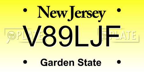 V89LJF New Jersey License Plate