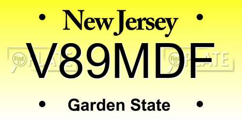 V89MDF New Jersey License Plate