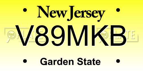 V89MKB New Jersey License Plate