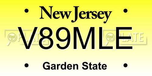 V89MLE New Jersey License Plate