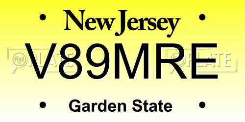V89MRE New Jersey License Plate