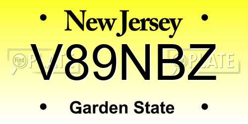 V89NBZ New Jersey License Plate