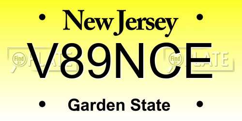 V89NCE New Jersey License Plate