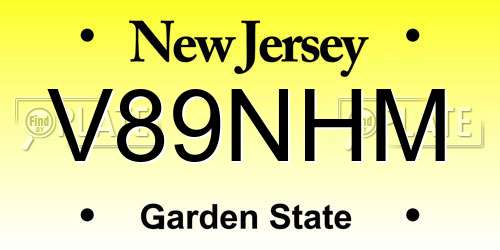 V89NHM New Jersey License Plate