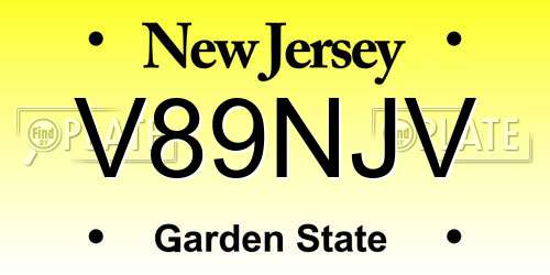 V89NJV New Jersey License Plate