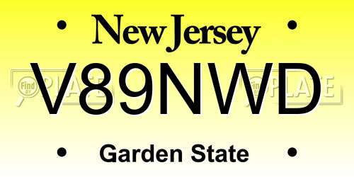 V89NWD New Jersey License Plate