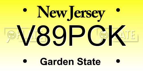 V89PCK New Jersey License Plate