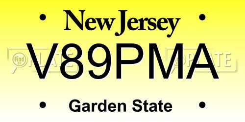 V89PMA New Jersey License Plate