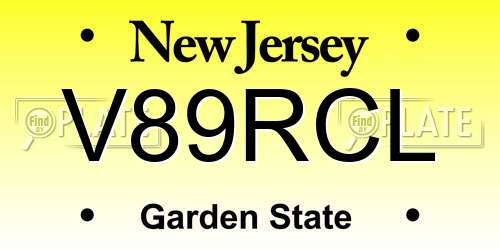 V89RCL New Jersey License Plate
