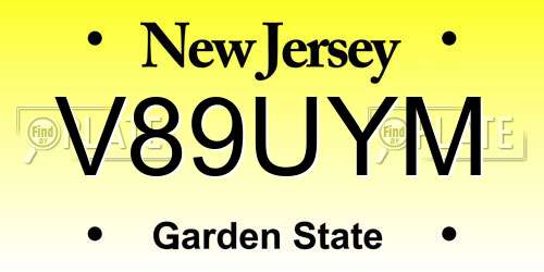 V89UYM New Jersey License Plate