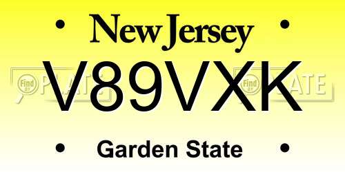V89VXK New Jersey License Plate
