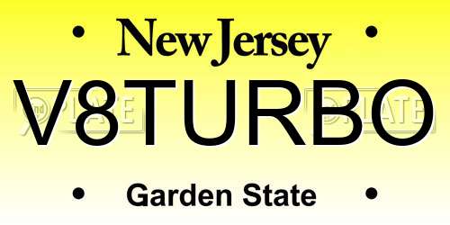 V8TURBO New Jersey License Plate