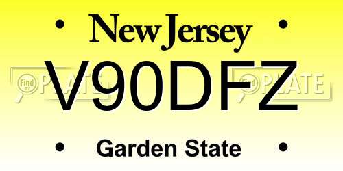 V90DFZ New Jersey License Plate