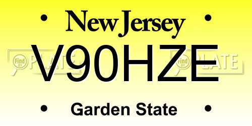 V90HZE New Jersey License Plate