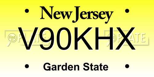 V90KHX New Jersey License Plate