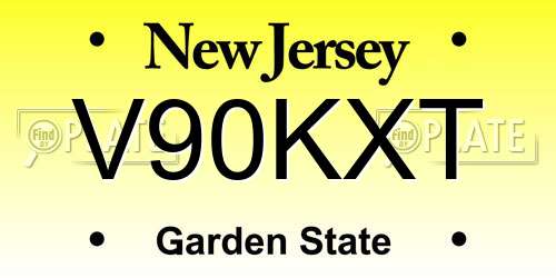 V90KXT New Jersey License Plate