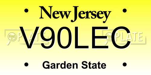 V90LEC New Jersey License Plate