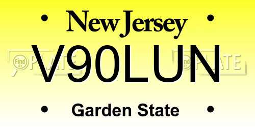 V90LUN New Jersey License Plate