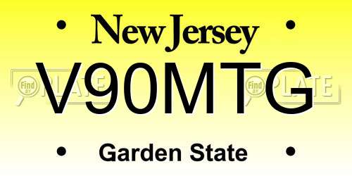 V90MTG New Jersey License Plate