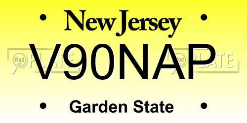 V90NAP New Jersey License Plate