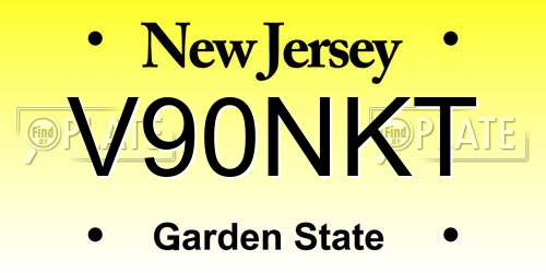 V90NKT New Jersey License Plate