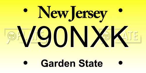 V90NXK New Jersey License Plate