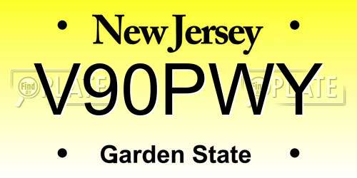 V90PWY New Jersey License Plate