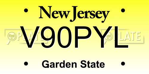 V90PYL New Jersey License Plate